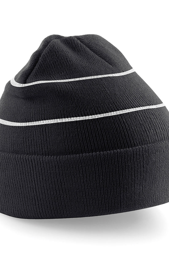 Beechfield Enhancedviz Beanie Hat Reflective Stripes Double Layer Knit Unisex Adult