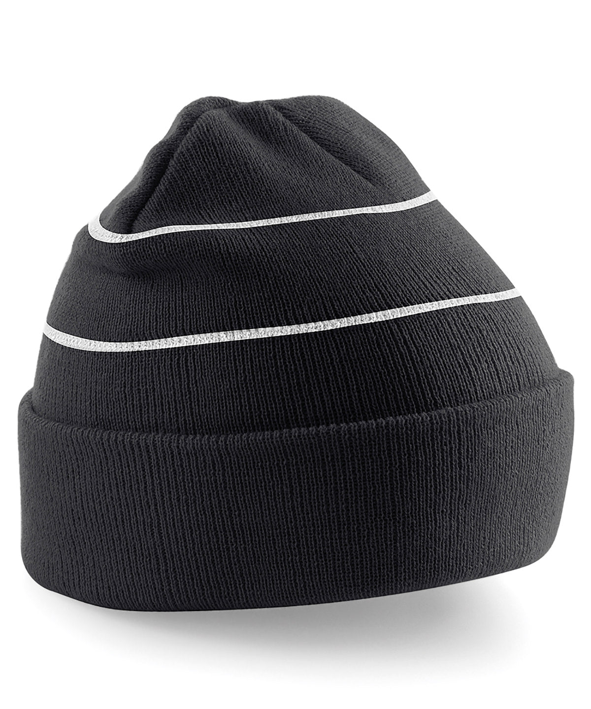 Beechfield Enhancedviz Beanie Hat Reflective Stripes Double Layer Knit Unisex Adult