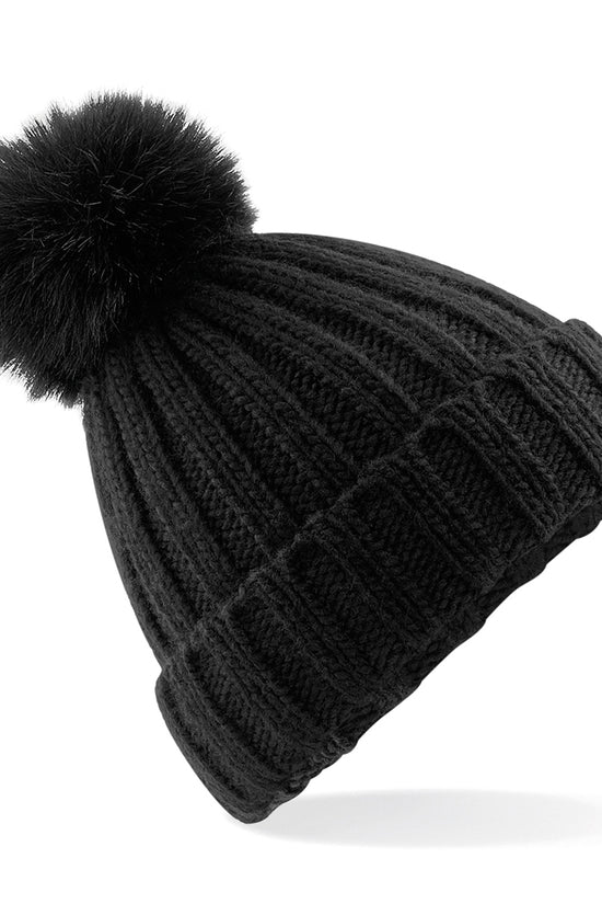 Luxury Fur Pom Pom Beanie Hat Unisex Adult