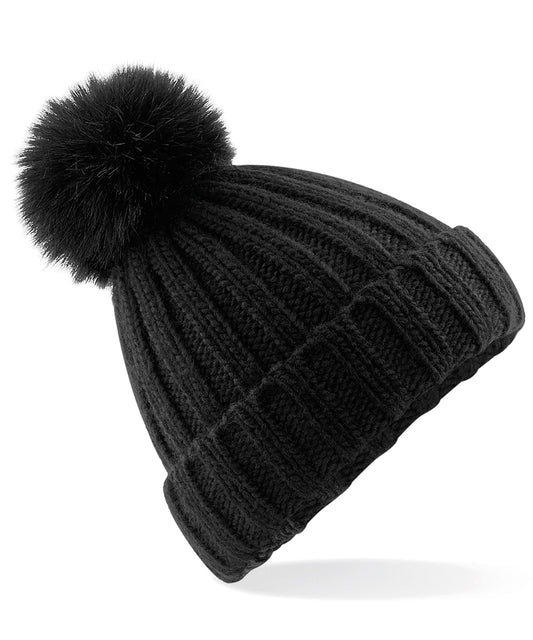 Luxury Fur Pom Pom Beanie Hat Unisex Adult