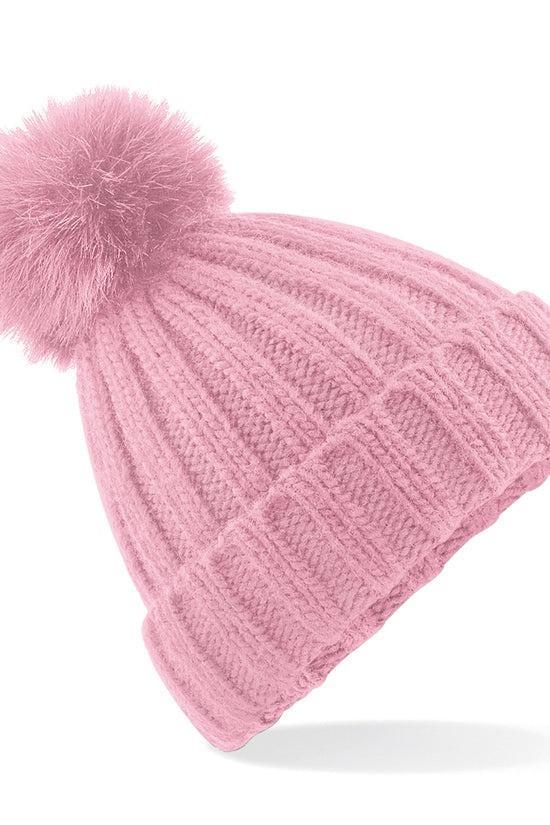 Luxury Fur Pom Pom Beanie Hat Unisex Adult