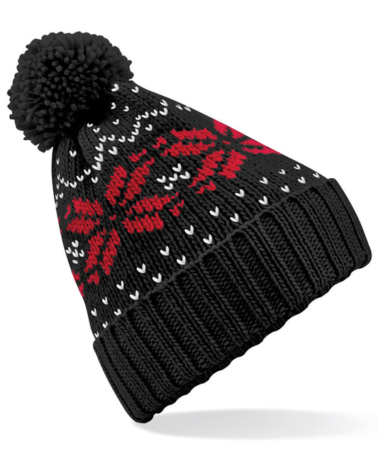 Beechfield Fair Isle Snowstar Beanie Hat Unisex Winter Headwear