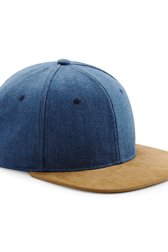 Beechfield Suede Peak Snapback Caps Unisex Adult Denim Headwear