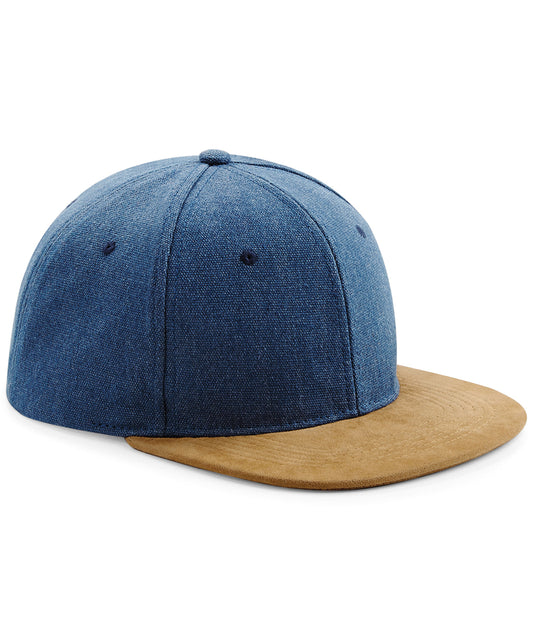Beechfield Suede Peak Snapback Caps Unisex Adult Denim Headwear