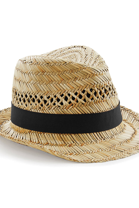Beechfield Straw Summer Trilby Hats Unisex Adult Headwear