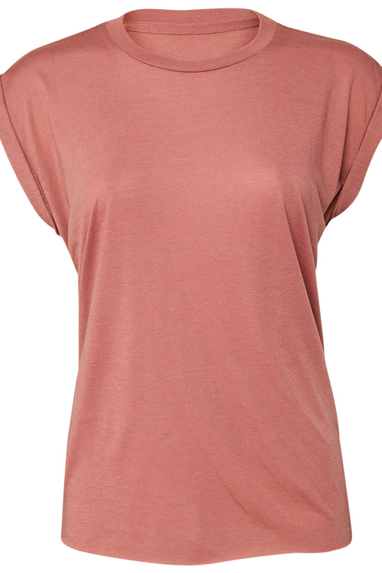 Flowy Muscle Tee with Rolled Cuff TShirts for Women