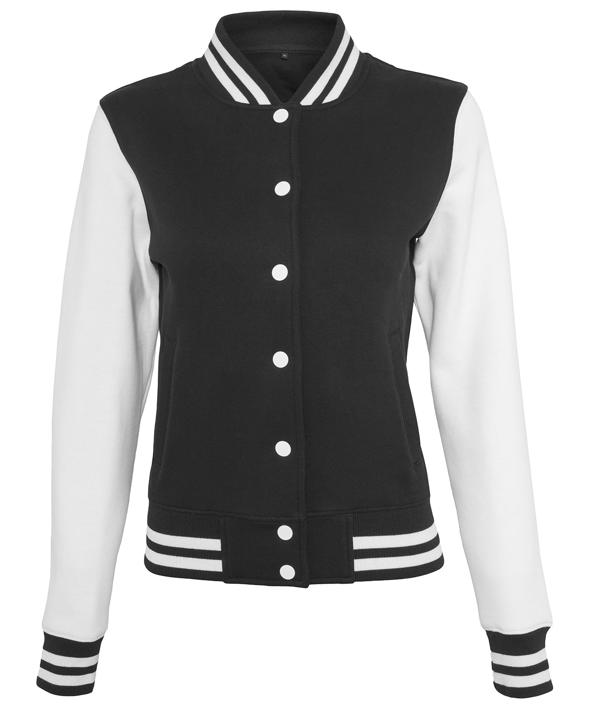 Womens College Style Sweat Jacket with Striped Rib Cuffs
