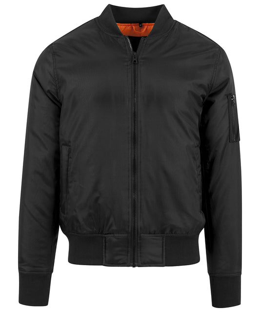 Classic Bomber Jacket with Orange Lining and FullZip