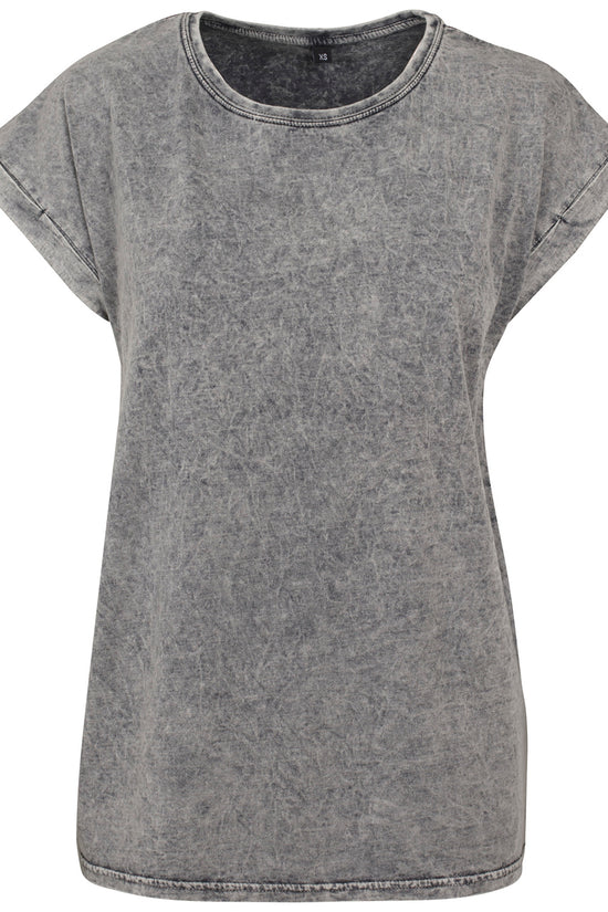 Womens Acid Washed Extended Shoulder Tee TShirts