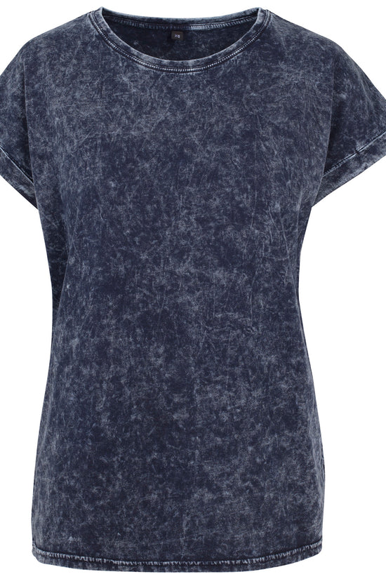 Womens Acid Washed Extended Shoulder Tee TShirts