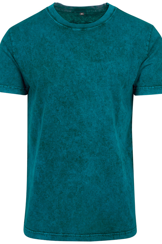 Mens Acid Washed Tee TShirt Classic Fit Crew Neck