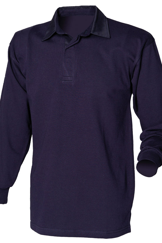 Classic Front Row Long Sleeve Plain Rugby Shirt for Men