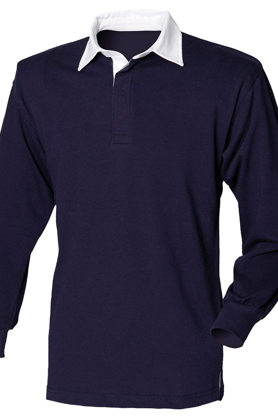Classic Front Row Long Sleeve Plain Rugby Shirt for Men