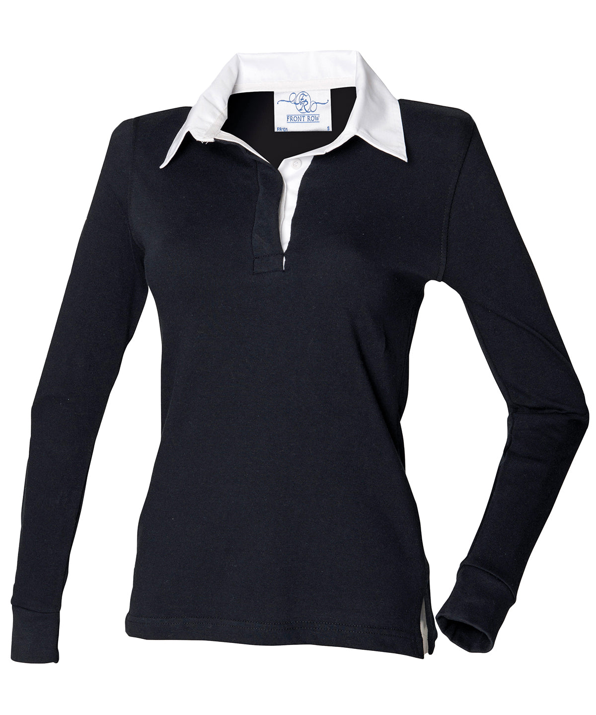 Womens Long Sleeve Plain Rugby Shirt Casual Slim Fit Polo