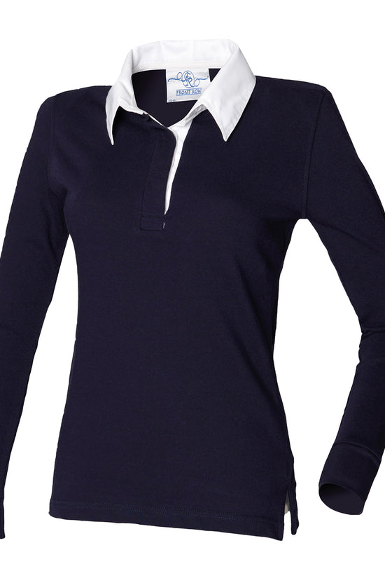 Womens Long Sleeve Plain Rugby Shirt Casual Slim Fit Polo
