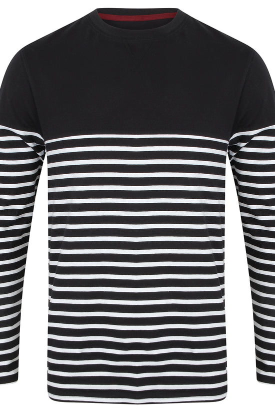 Front Row Mens Long Sleeve Breton Striped TShirt