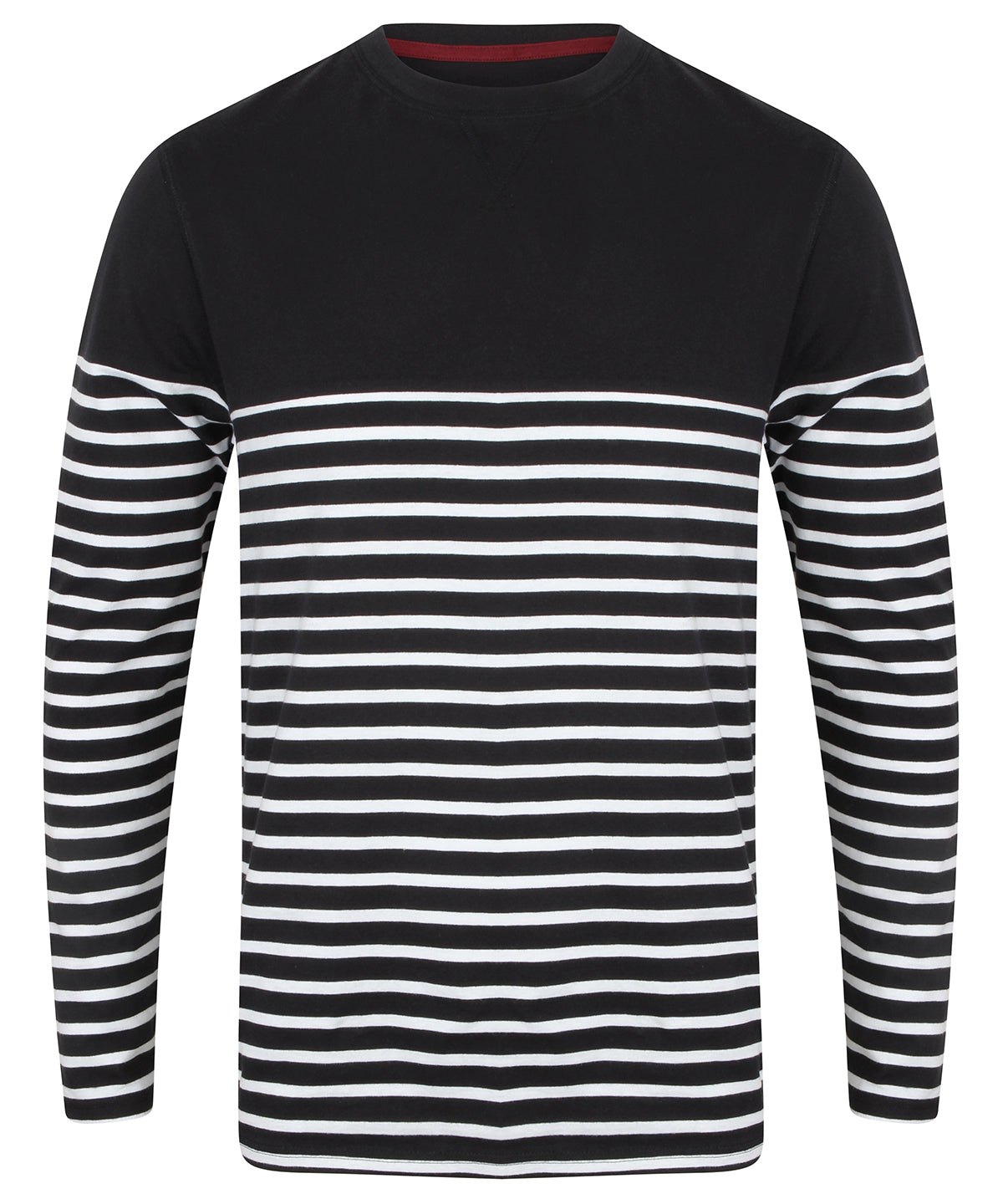 Front Row Mens Long Sleeve Breton Striped TShirt