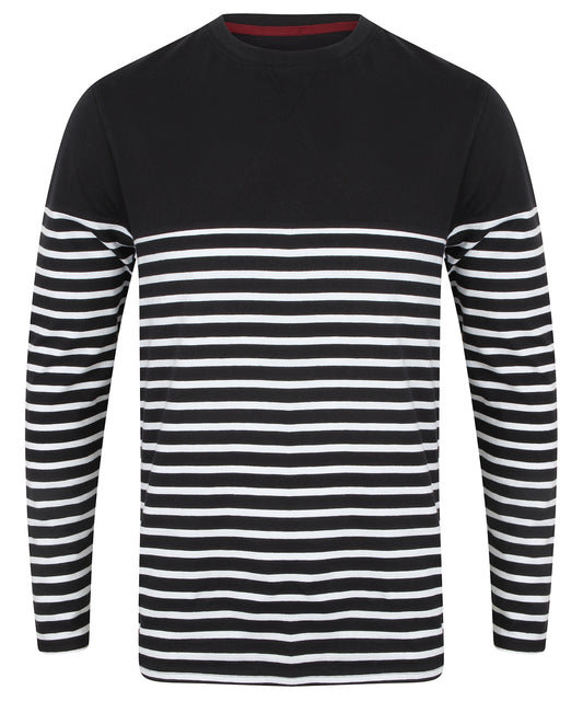 Front Row Mens Long Sleeve Breton Striped TShirt