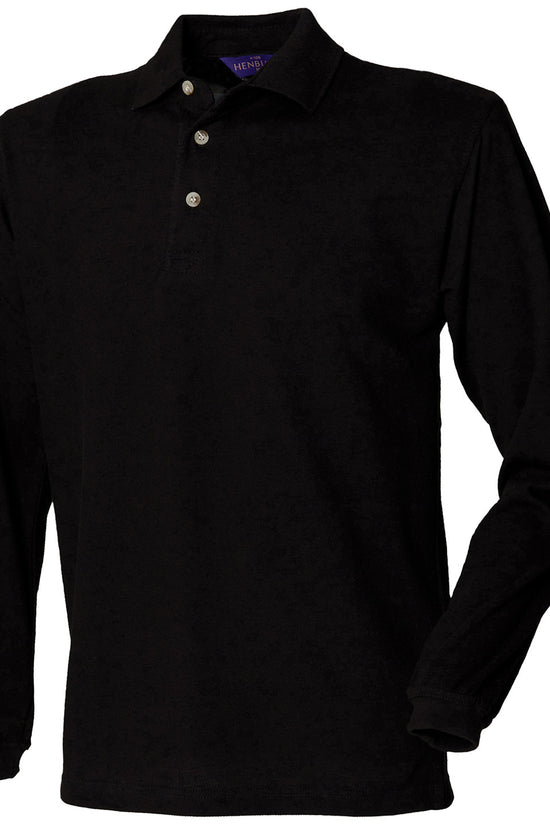 Henbury Long Sleeve Cotton Polo Shirt for Men