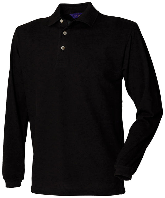 Henbury Long Sleeve Cotton Polo Shirt for Men