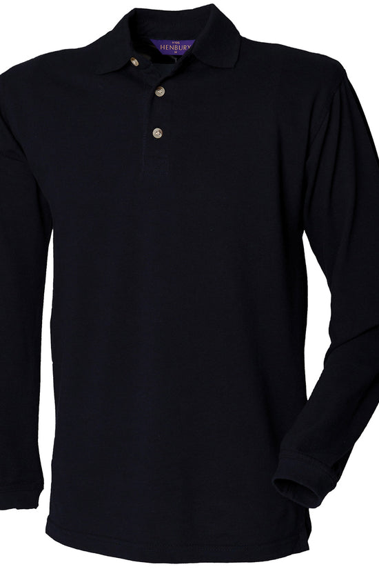 Henbury Long Sleeve Cotton Polo Shirt for Men