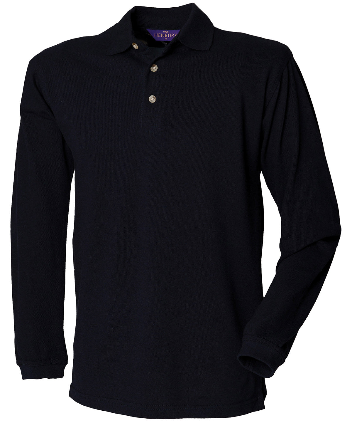 Henbury Long Sleeve Cotton Polo Shirt for Men