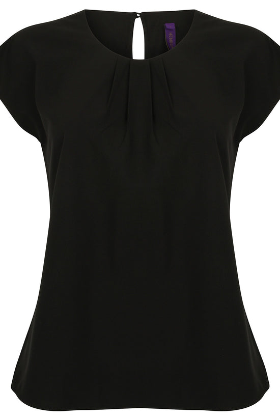 Henbury Womens Pleat Front Short Sleeve Blouse