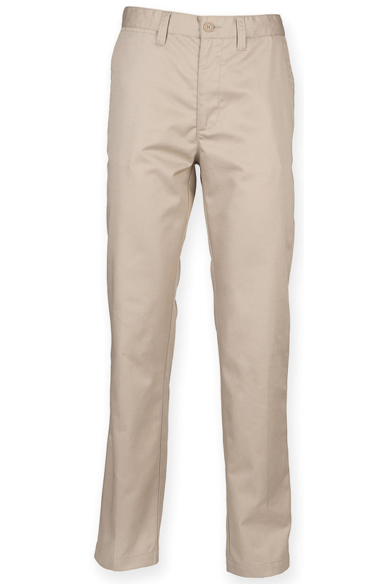 Henbury Mens Flat Front Chino Trousers Plus Size Tailored Fit