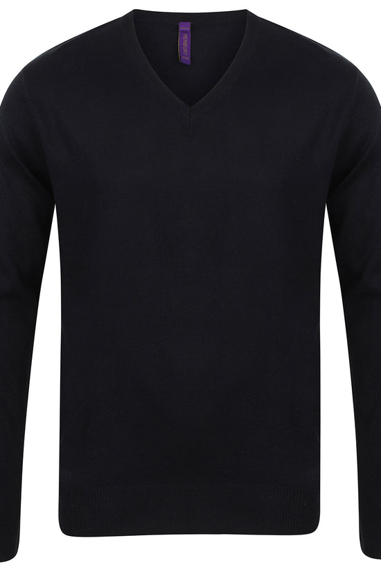 Henbury VNeck Jumper 12 Gauge Knitwear for Men