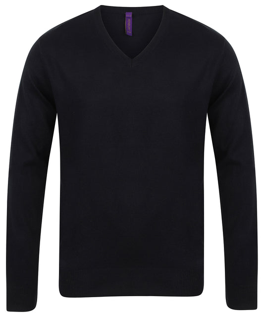 Henbury VNeck Jumper 12 Gauge Knitwear for Men