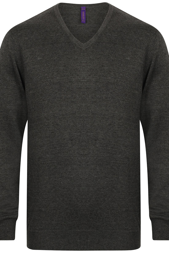 Henbury VNeck Jumper 12 Gauge Knitwear for Men