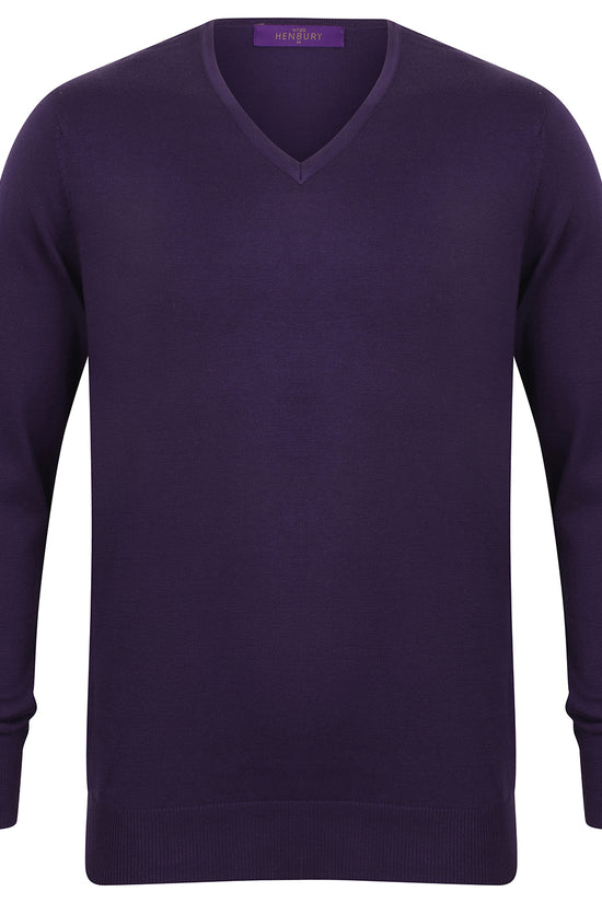 Henbury VNeck Jumper 12 Gauge Knitwear for Men