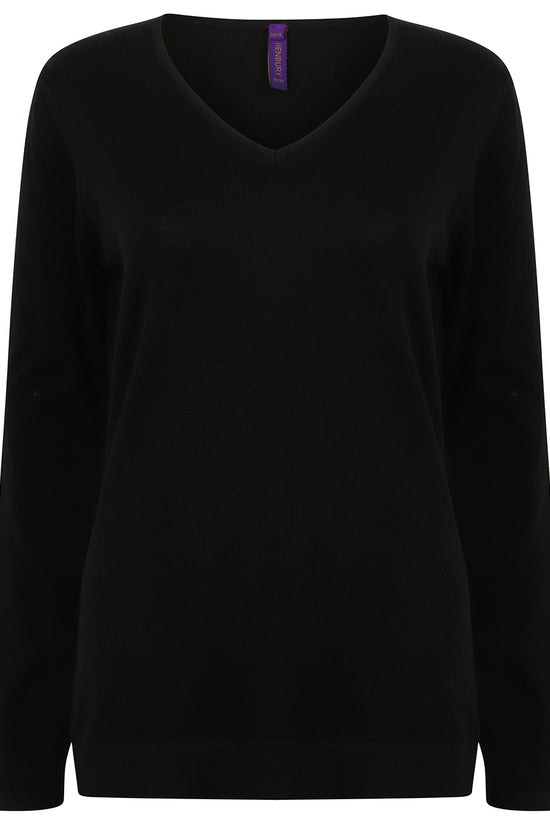 Henbury Womens 12 Gauge VNeck Jumper