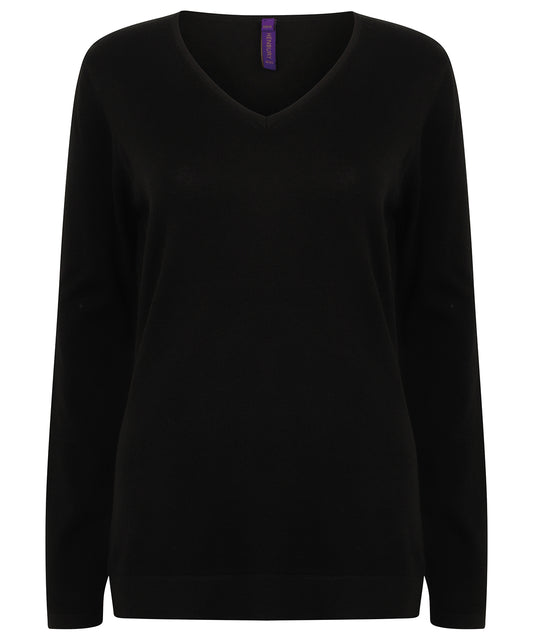 Henbury Womens 12 Gauge VNeck Jumper