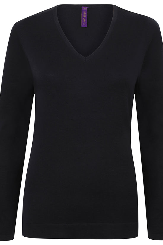 Henbury Womens 12 Gauge VNeck Jumper