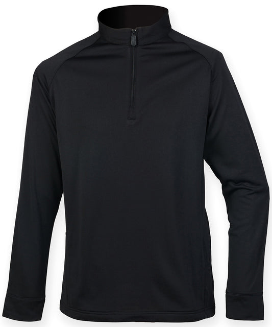 Henbury Mens QuarterZip Sweatshirt with Wicking Finish