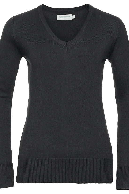 Russell Collection Womens VNeck Knitted Sweater Contemporary Style
