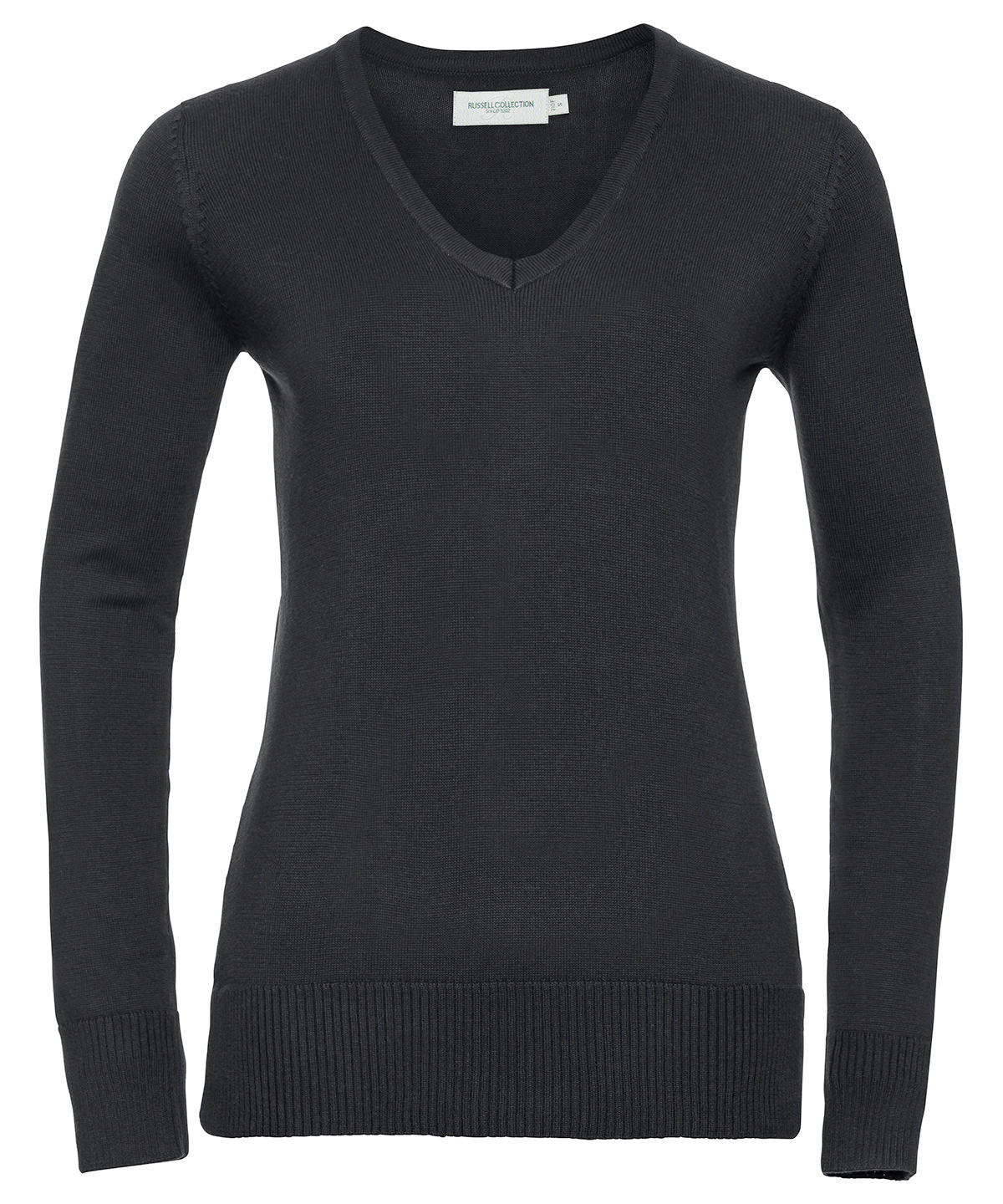 Russell Collection Womens VNeck Knitted Sweater Contemporary Style