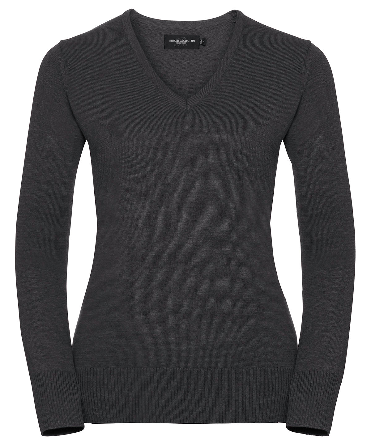 Russell Collection Womens VNeck Knitted Sweater Contemporary Style