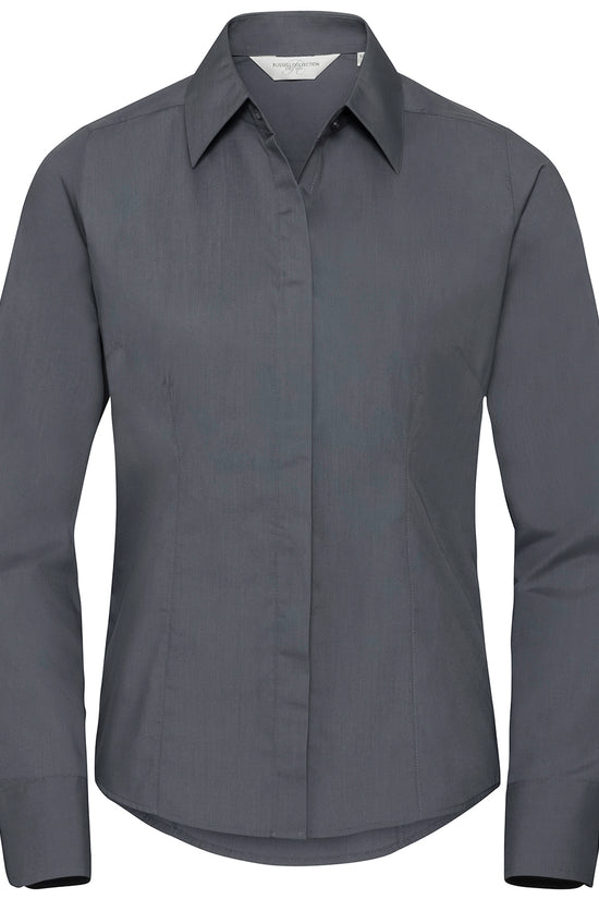 Russell Collection Womens Fitted Poplin Shirt