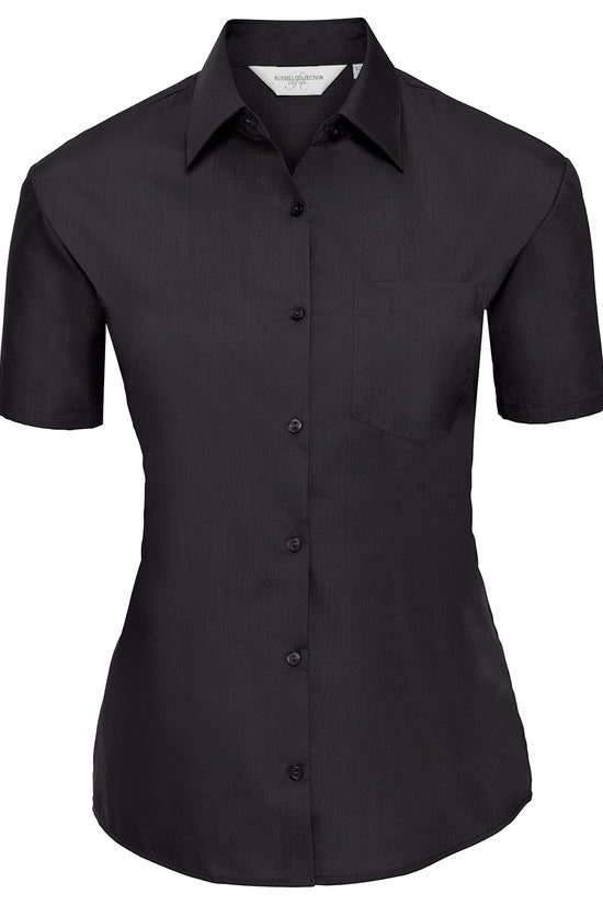Russell Collection Womens Short Sleeve Poplin Shirt Elegant Design