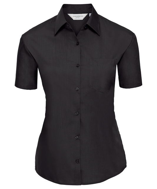 Russell Collection Womens Short Sleeve Poplin Shirt Elegant Design