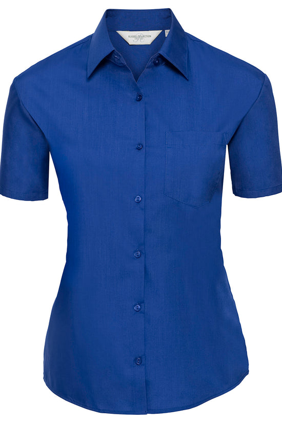 Russell Collection Womens Short Sleeve Poplin Shirt Elegant Design