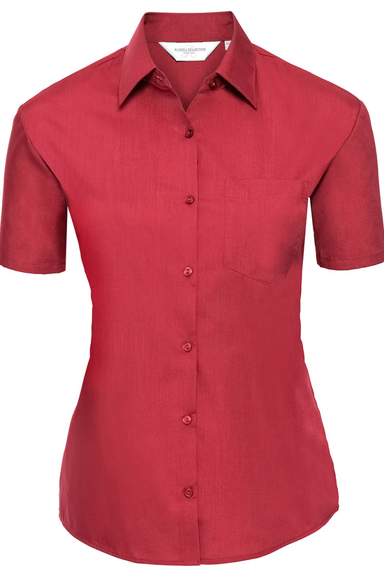 Russell Collection Womens Short Sleeve Poplin Shirt Elegant Design