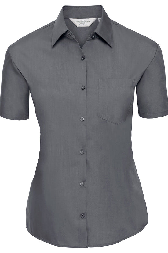 Russell Collection Womens Short Sleeve Poplin Shirt Elegant Design