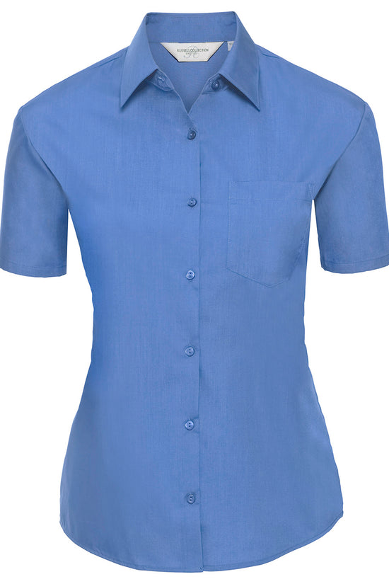 Russell Collection Womens Short Sleeve Poplin Shirt Elegant Design