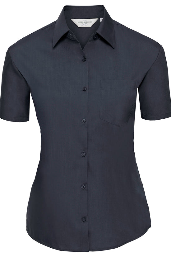 Russell Collection Womens Short Sleeve Poplin Shirt Elegant Design