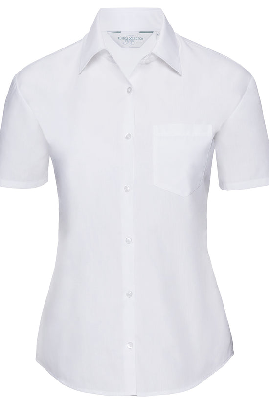 Russell Collection Womens Short Sleeve Poplin Shirt Elegant Design
