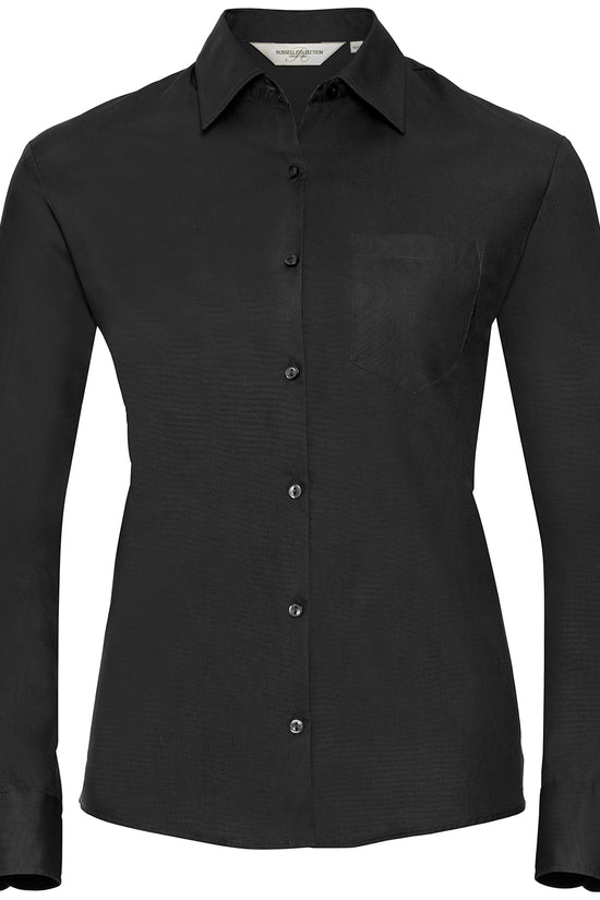 Russell Collection Womens Long Sleeve Cotton Poplin Shirt