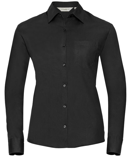 Russell Collection Womens Long Sleeve Cotton Poplin Shirt